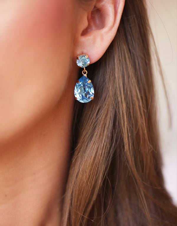 Blue Pear Drop Swarovski Earrings