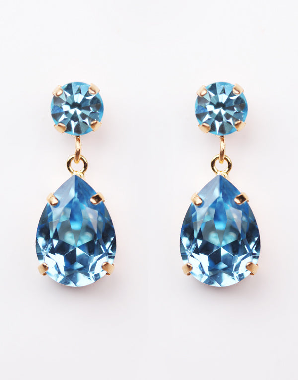 Blue Pear Drop Swarovski Earrings