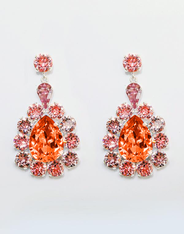 Gillian Pink & Orange Swarovski Earrings