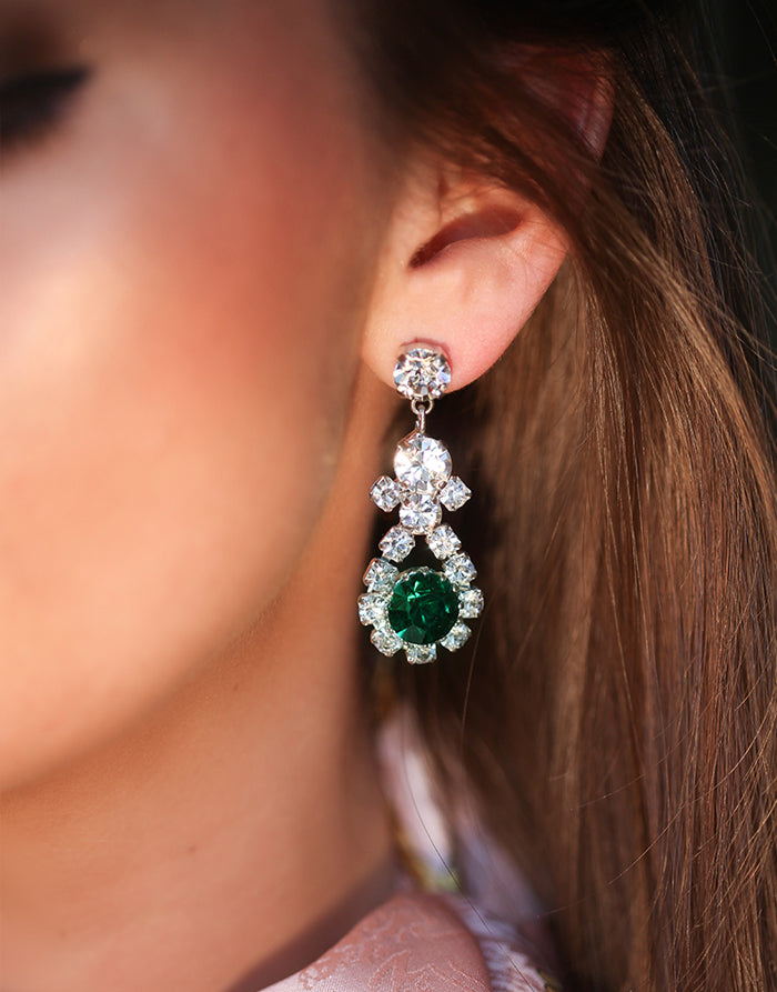Olivia Green Swarovski Drop Earrings