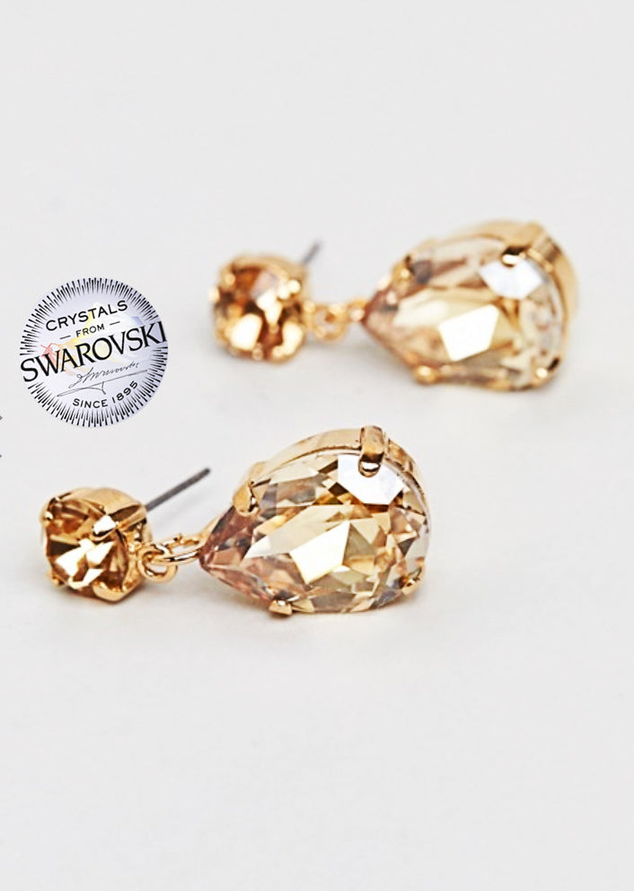 Gold Pear Drop Swarovski Earrings