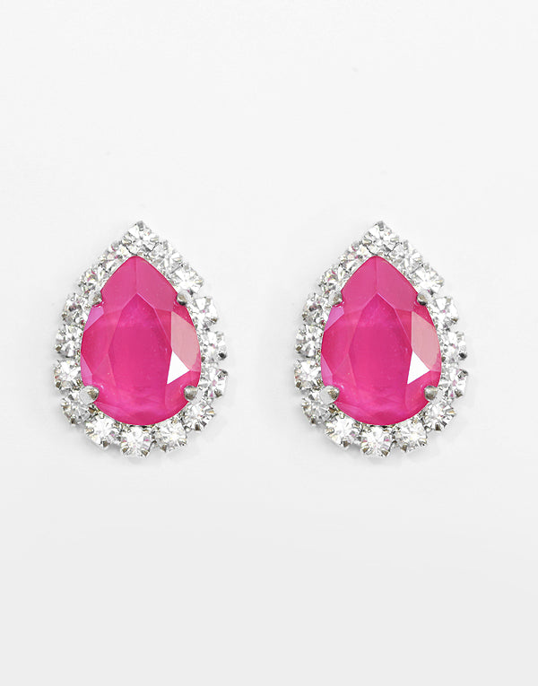 Pink Pear Swarovski Studs