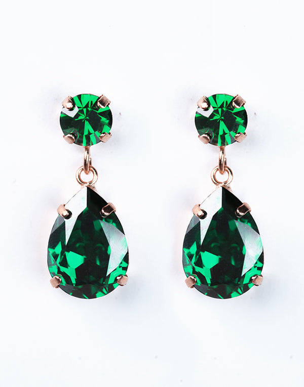 Green Pear Drop Swarovski Earrings