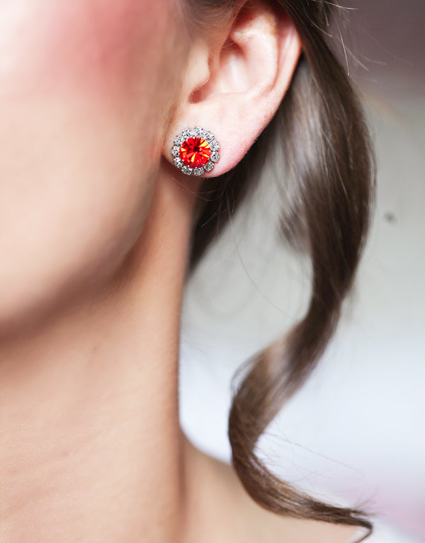 Bright Orange Swarovski Studs