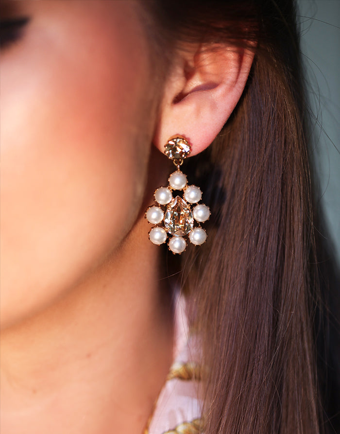 Angelica Gold & Pearl Swarovski Earrings