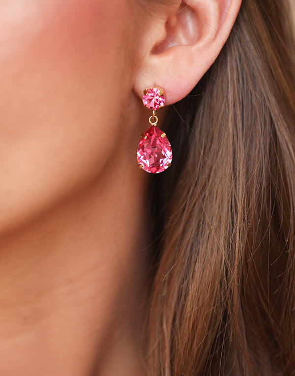 Pink Pear Drop Swarovski Earrings