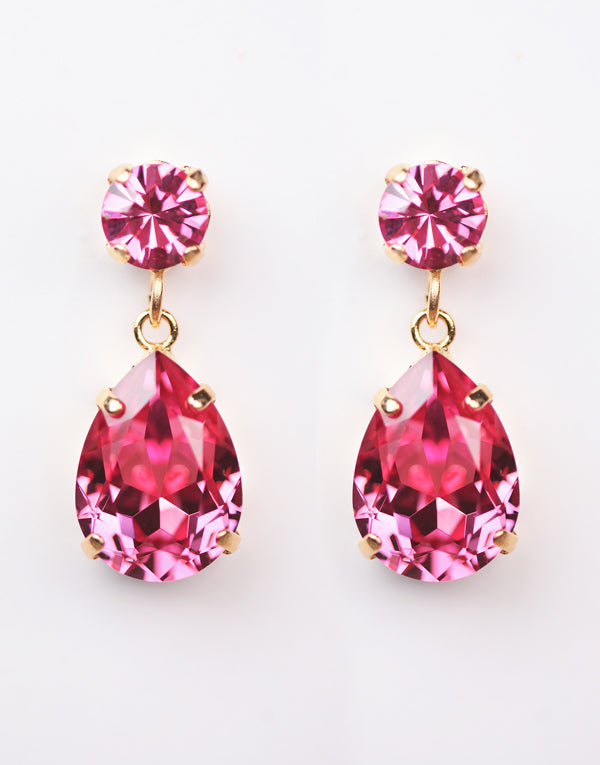 Pink Pear Drop Swarovski Earrings