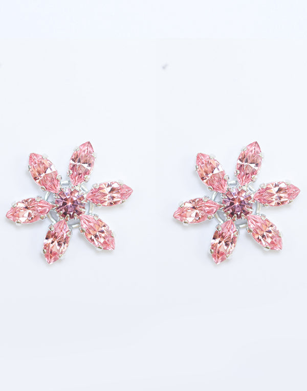 Pink Snowflake Swarovski Studs