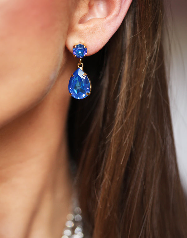 Azure Blue Pear Drop Swarovski Earrings