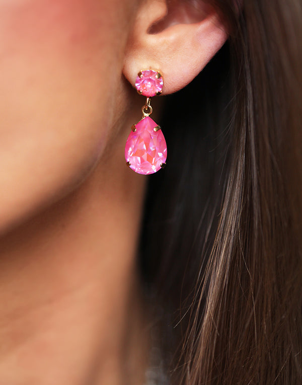 Mystic Pink Pear Drop Swarovski Earrings